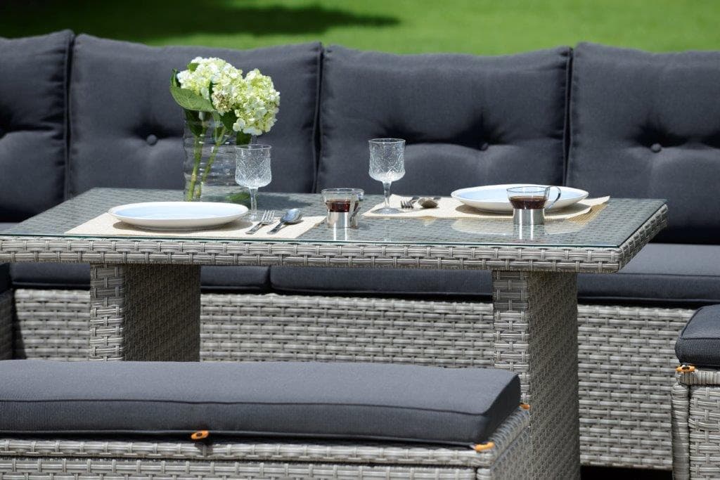 Barcelona 9 Seater Black Lounge Rattan Set with Cushions - MINT Outdoor