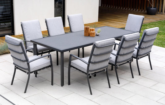 Montreal 8 Seater Stone and Aluminium Dining Set - MINT Outdoor