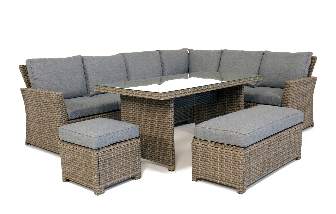 Palma Grey Corner Rattan Garden Lounge Set 9 Seater - MINT Outdoor