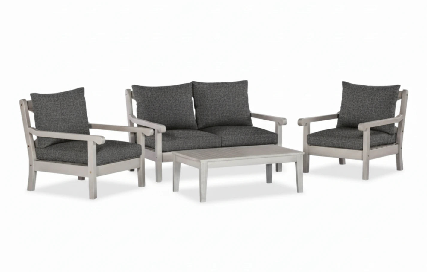 Belgrave Grey 4 Seater Wooden Corner Garden Sofa and Armchair Set