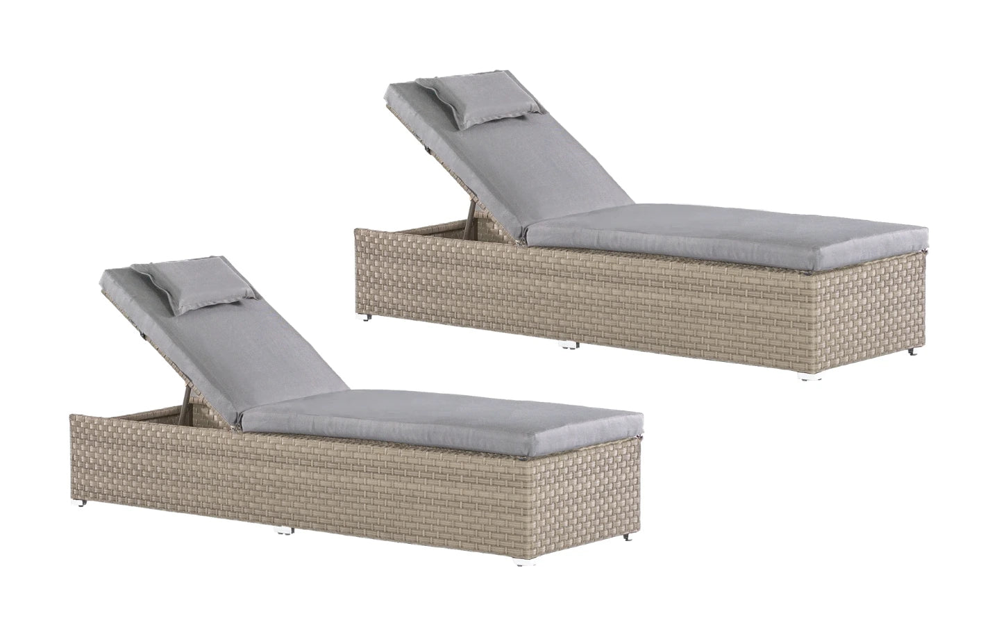 Chesterton Rattan Luxury Grey Sun Lounger - Set of Two - MINT Outdoor