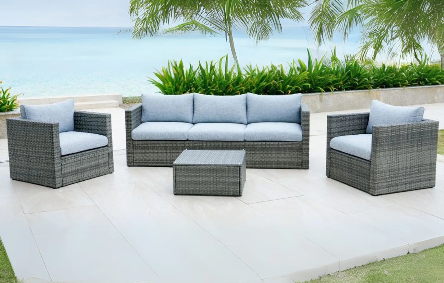 Lima 5 Seater Rattan Sofa and Armchair Garden Furniture Set - MINT Outdoor