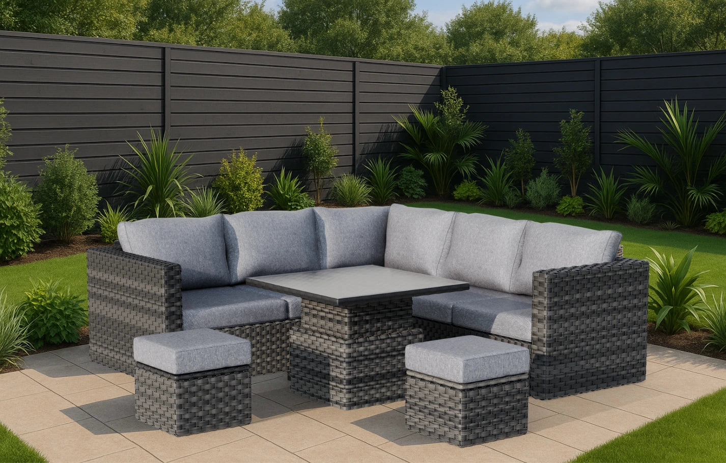 Lima 7 Seater Rattan Garden Sofa Set With Up-Down Table - MINT Outdoor