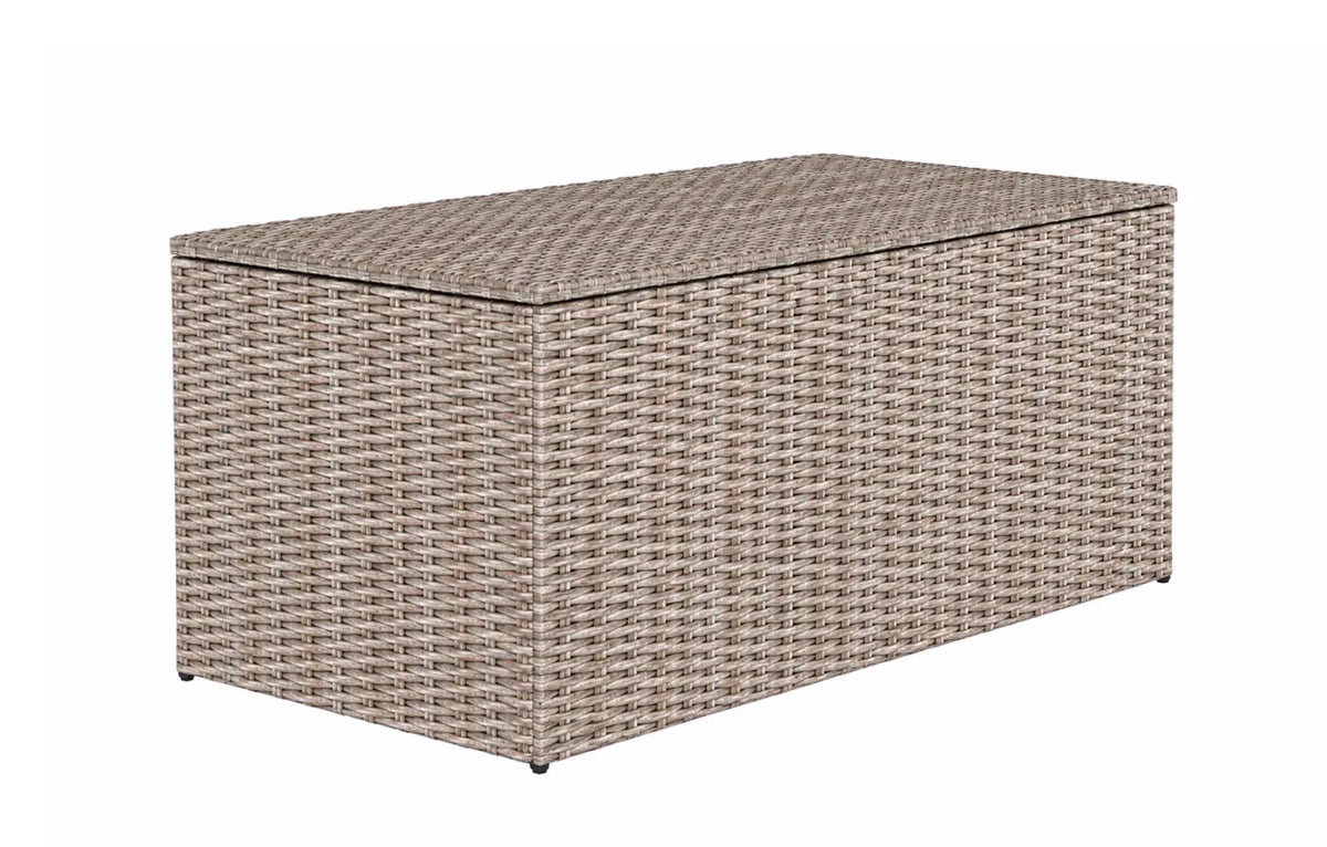 Palma Beige Corner Rattan 9 Seater Garden Dining Lounge Set, Protective Cover and Cushion Storage Box Bundle
