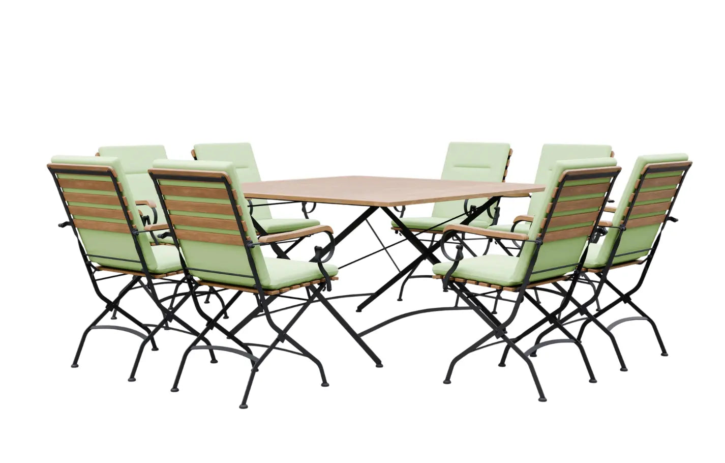Sicily 8 Seater Teak and Wrought Iron Square 140cm Garden Dining Set - MINT Outdoor