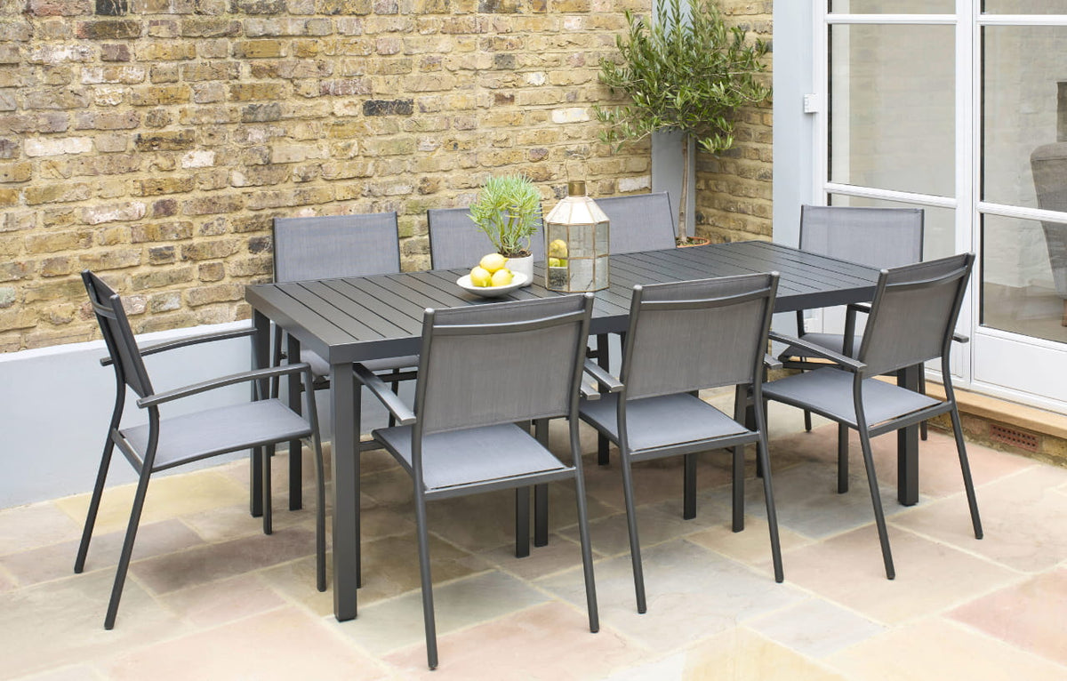 Havana Dark Grey 8 Seater Aluminium Textilline Patio Dining Set