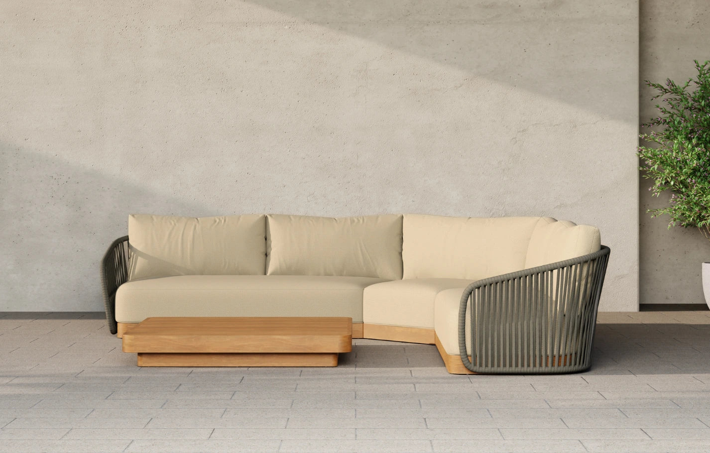 Bayswater 5 Seater Woven Wooden Corner Garden Sofa Set