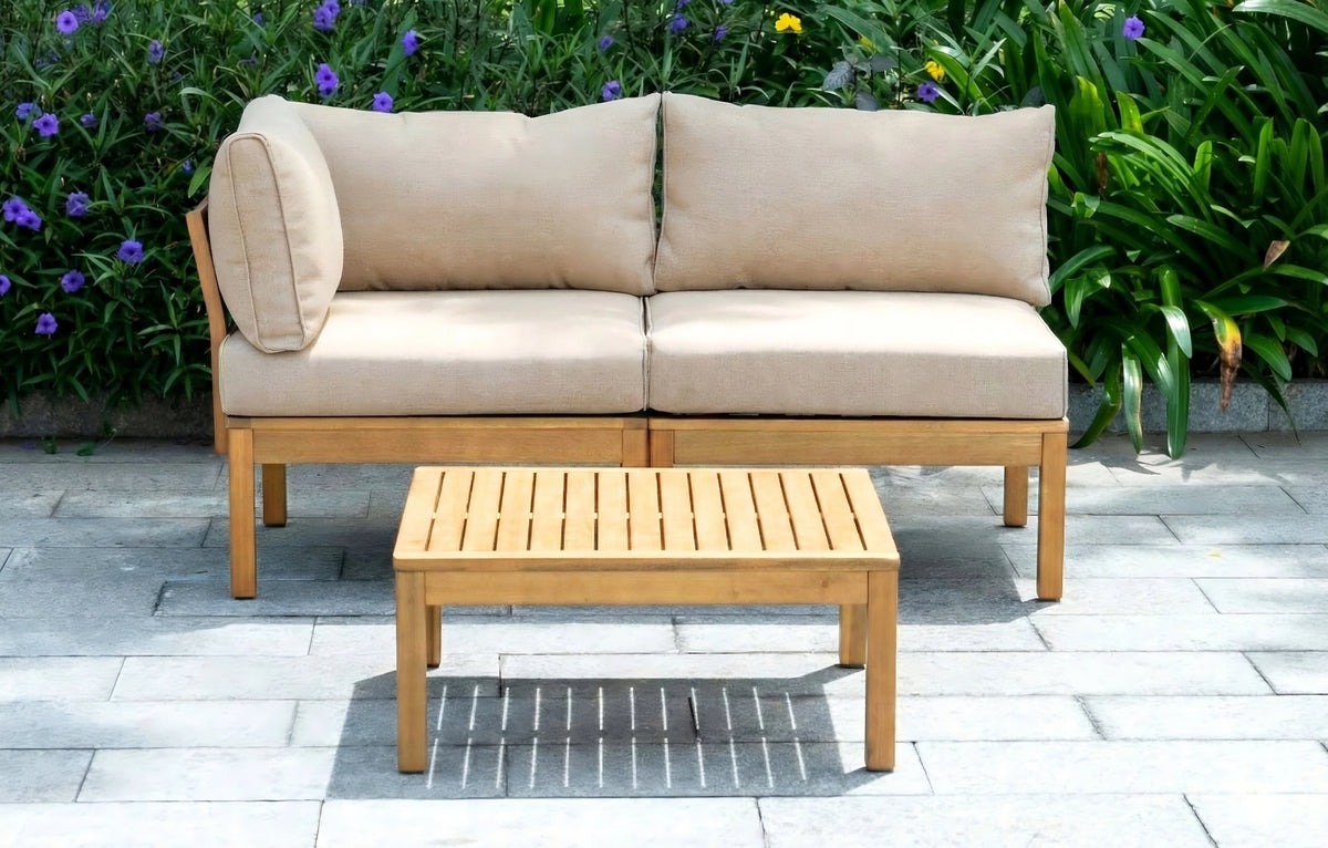 Cali 2 Seater Wooden Garden Chaise Lounge Set