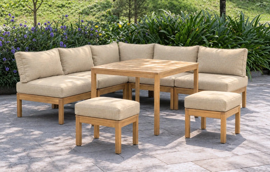 Cali 7 Seater Wooden Corner Sofa Lounge and Dining Garden Set