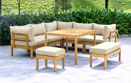 Cali 8 Seater Wooden Corner Sofa Lounge and Dining Set