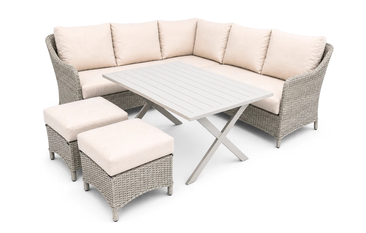 Sorrento 7 Seater Rattan Corner Sofa Lounge and Dining Garden Set
