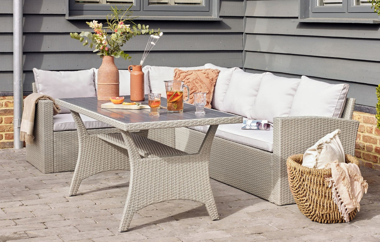 Stockholm Grey 5 Seater Corner Garden Lounge Set - MINT Outdoor