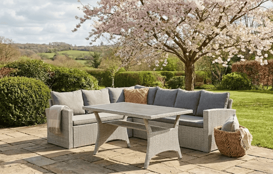 Stockholm 6 Seater Grey Rattan Corner Set and Cover Bundle - MINT Outdoor