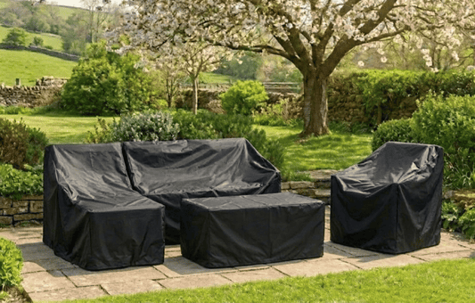 Stockholm Rattan Grey 4 Seater Garden Chaise Lounge Set and Cover Bundle - MINT Outdoor