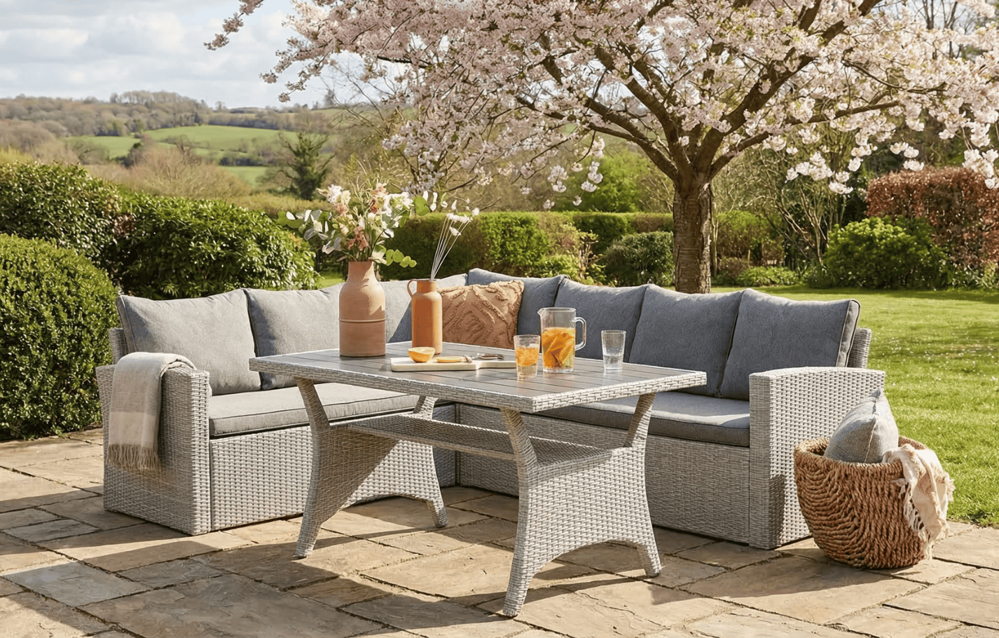 Stockholm 6 Seater Rattan Corner Set Cover Bundle