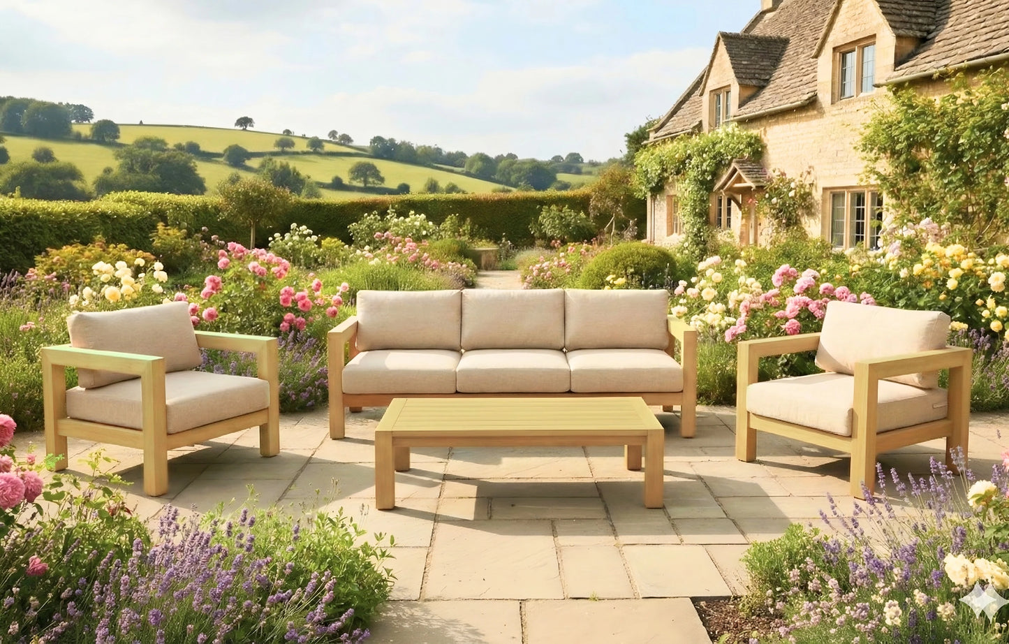 Adelaide 5 Seater Wooden Garden Sofa and Armchair Set