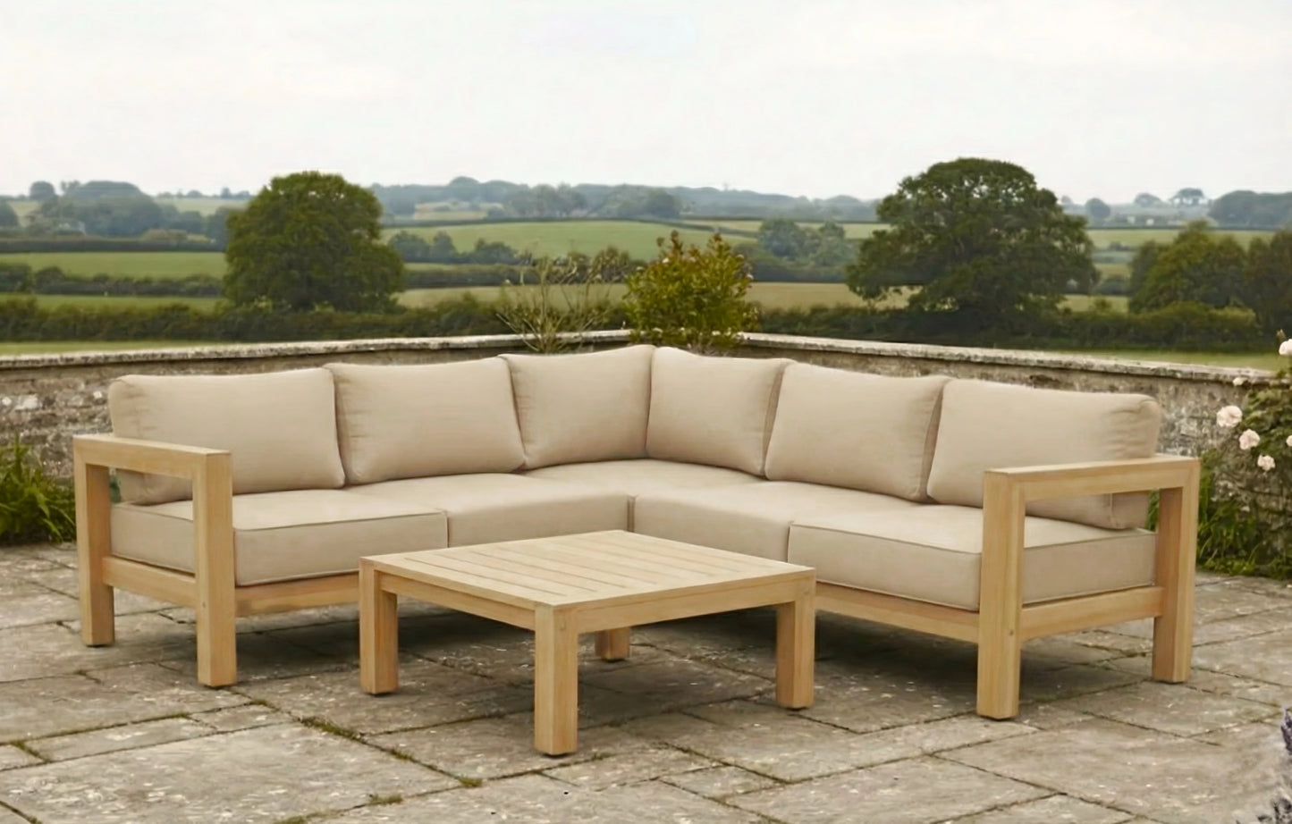 Adelaide 5 Seater Wooden Corner Garden Sofa Set