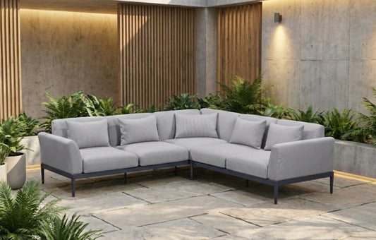 Alta 5 Seater Corner Grey Aluminium Corner Garden Sofa - MINT Outdoor