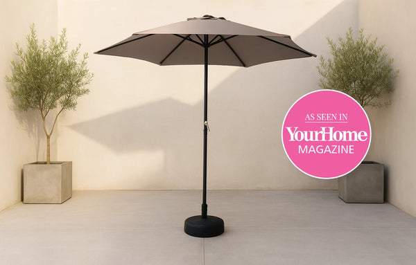 bali patio umbrella Bali Taupe Metal Parasol 2.67m