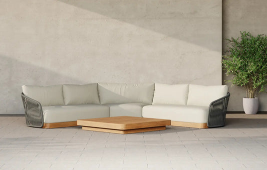 Bayswater 5 Seater Woven Wooden Corner Garden Sofa Set