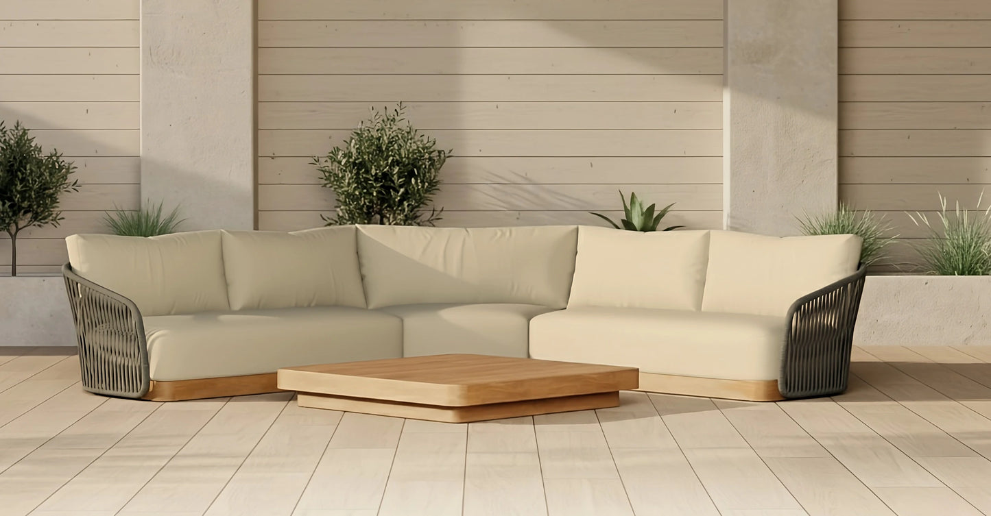 Bayswater 5 Seater Woven Wooden Corner Garden Sofa Set