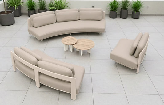 Harbour 6 Seater Teak and Aluminium Garden Sofa and Armchair Set