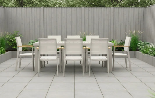 Belfast 8 Seater Aluminium Taupe Dining Set - MINT Outdoor