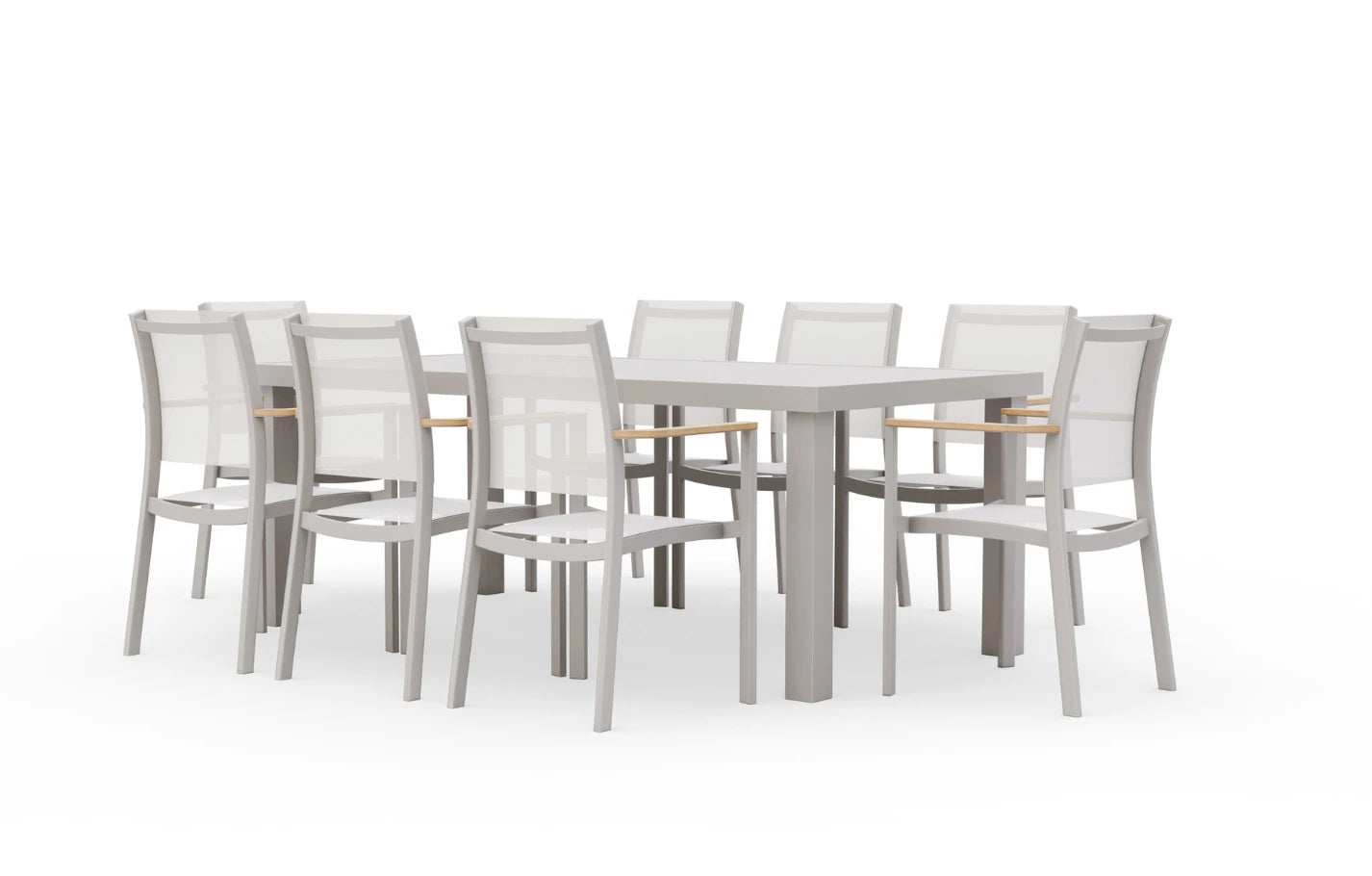 Belfast 8 Seater Aluminium Taupe Dining Set - MINT Outdoor