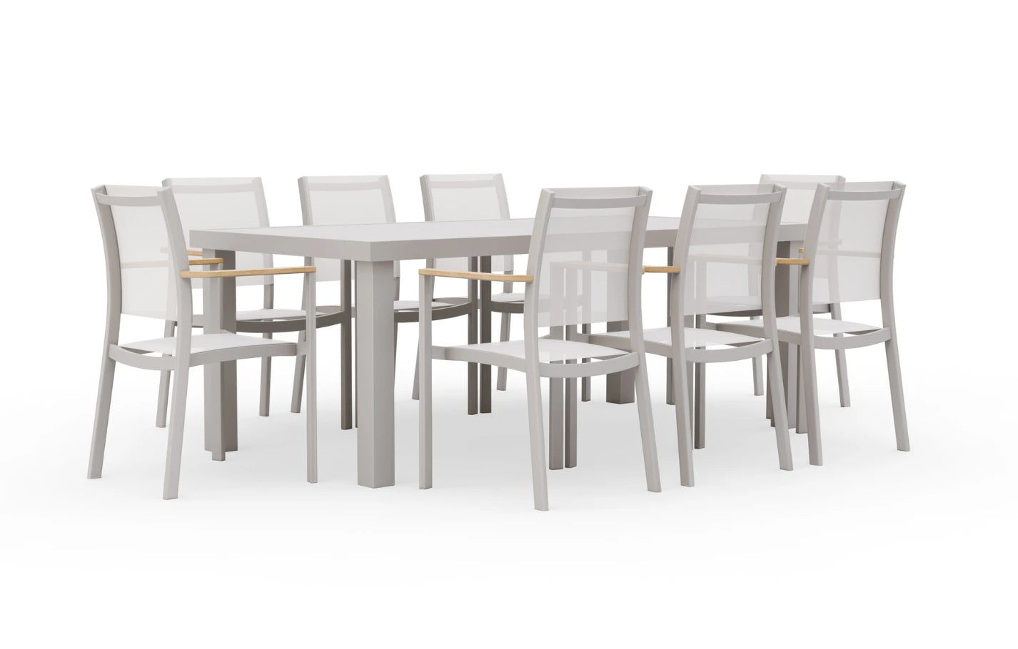 Belfast 8 Seater Aluminium Taupe Dining Set - MINT Outdoor