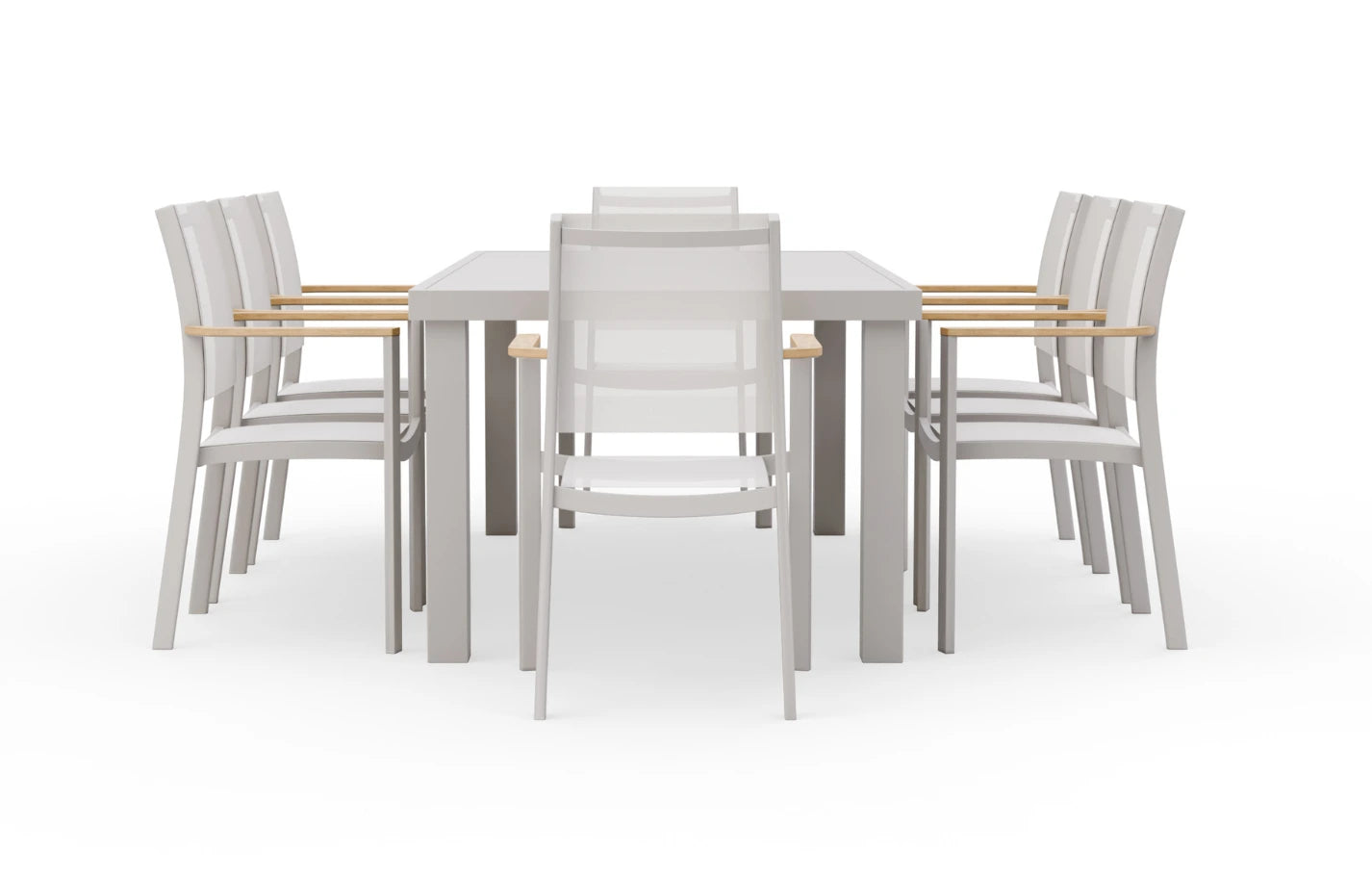 Belfast 8 Seater Aluminium Taupe Dining Set - MINT Outdoor