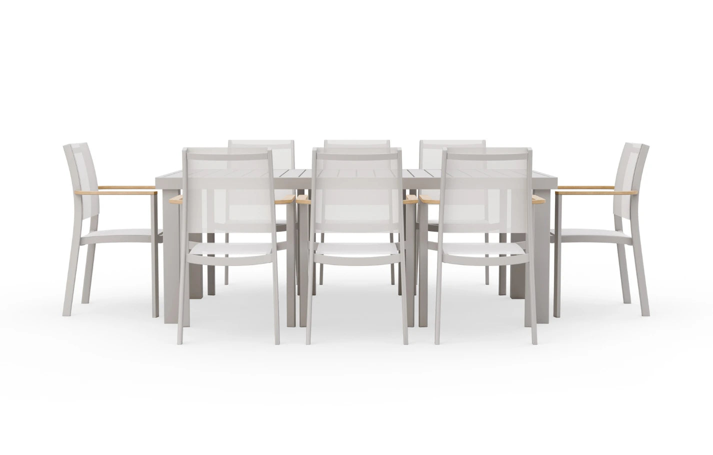 Belfast 8 Seater Aluminium Taupe Dining Set - MINT Outdoor