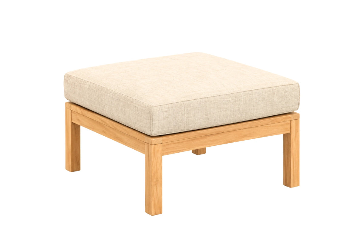 Cali Square Wooden Ottoman Beige