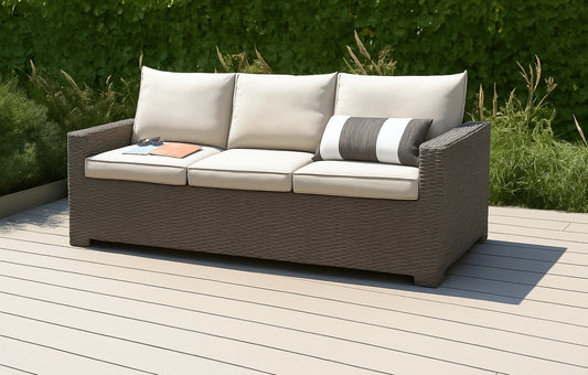 Keter California 3-Seater Taupe Rattan Garden Sofa - MINT Outdoor