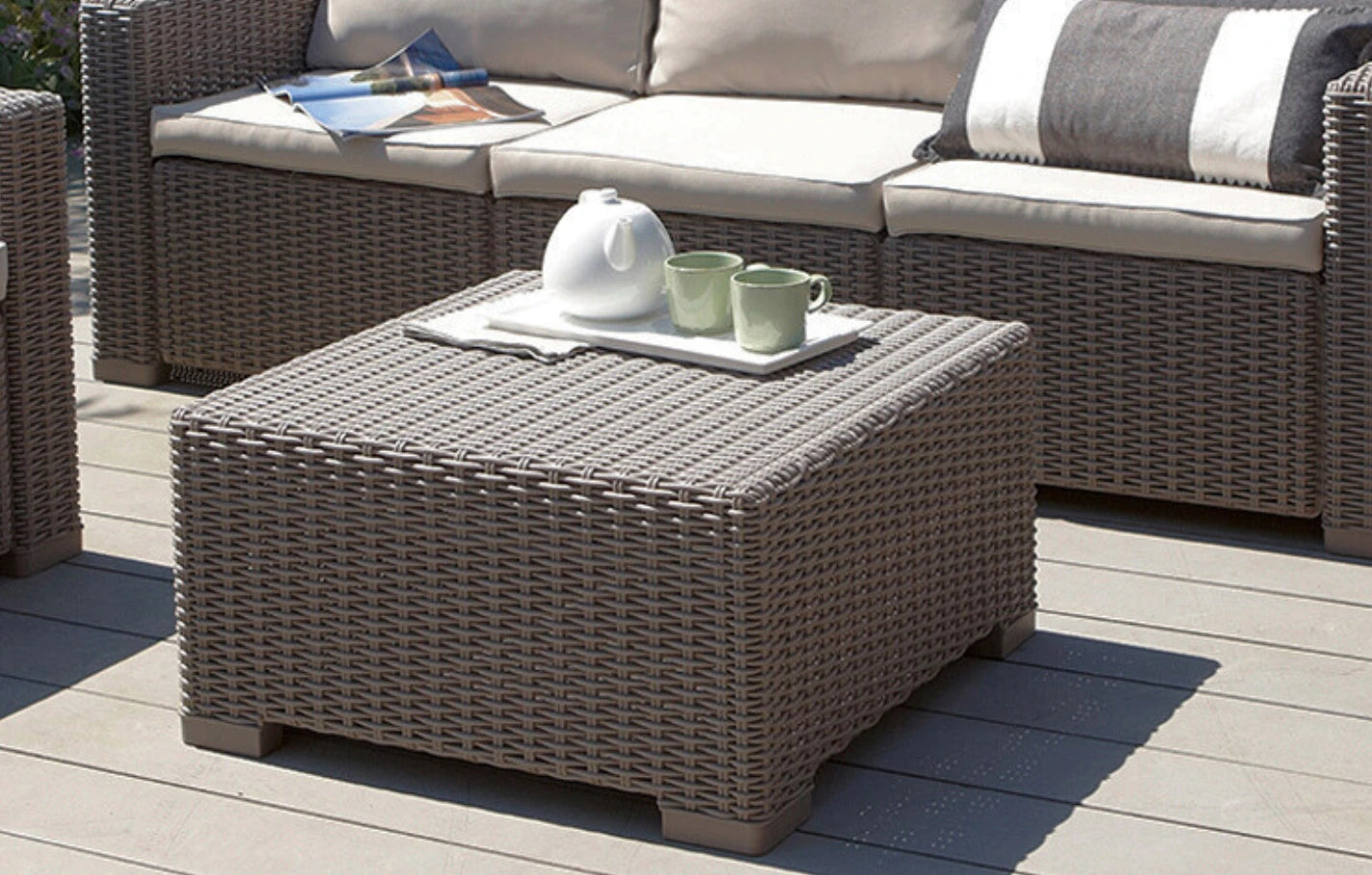 Keter California Taupe Rattan Coffee Table 68 x 68cm - MINT Outdoor