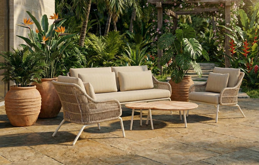 Cora 4 Seater Woven and Aluminium Garden Sofa and Armchair Set