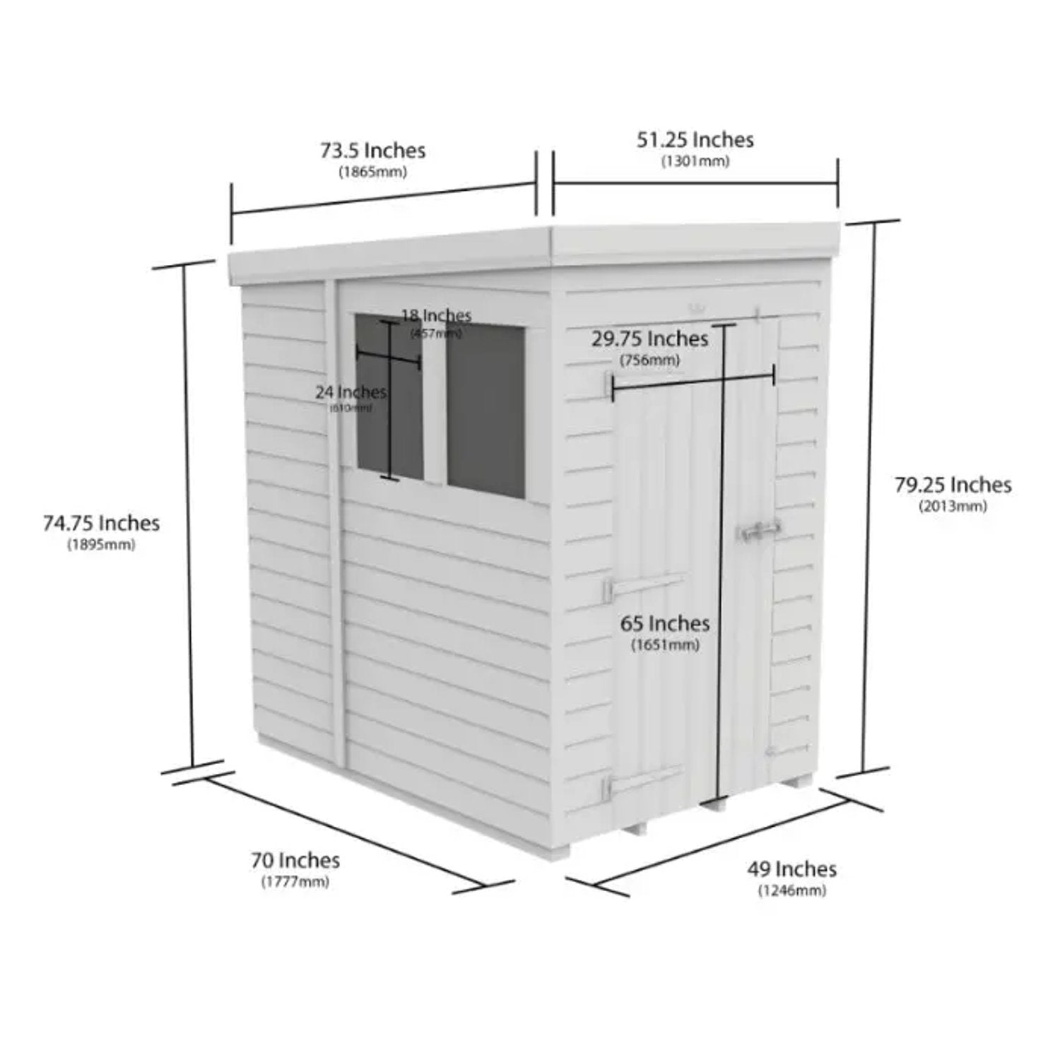 4x6 Pent Composite Shed (Single Door, No Windows) - view 2
