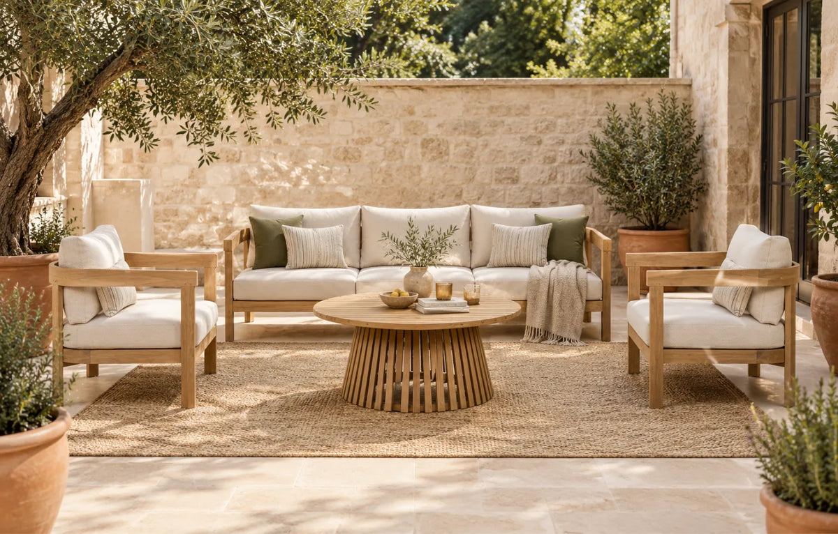 Hampstead 5 Seater Wooden Sofa and Armchair Luxury Garden Furniture Set
