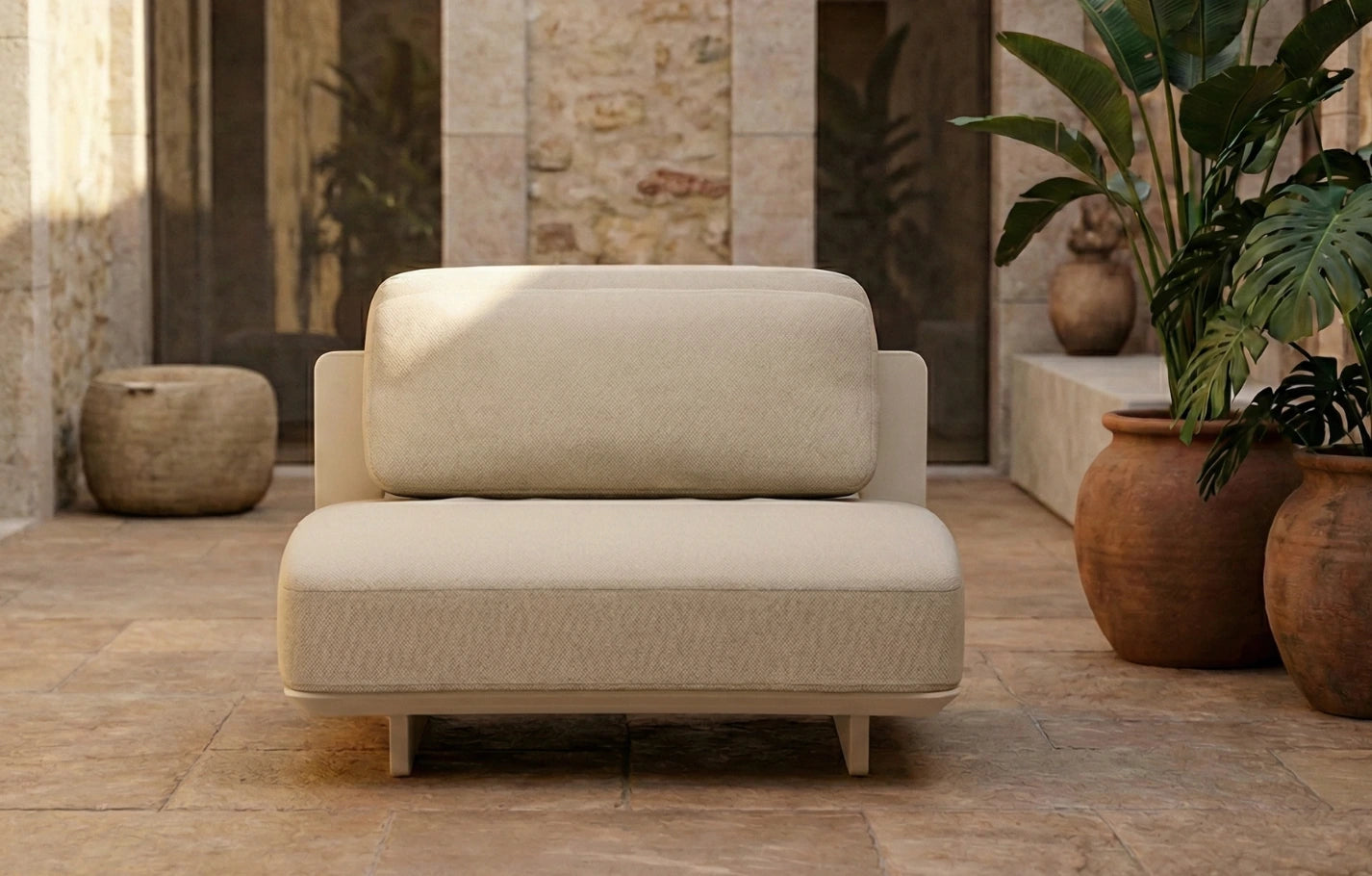 Harbour 1 Seater Aluminium Curved Garden Modular Garden Chair