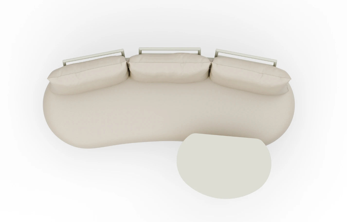 Kiki Beige 3-Seater Curved Garden Sofa and Coffee Table