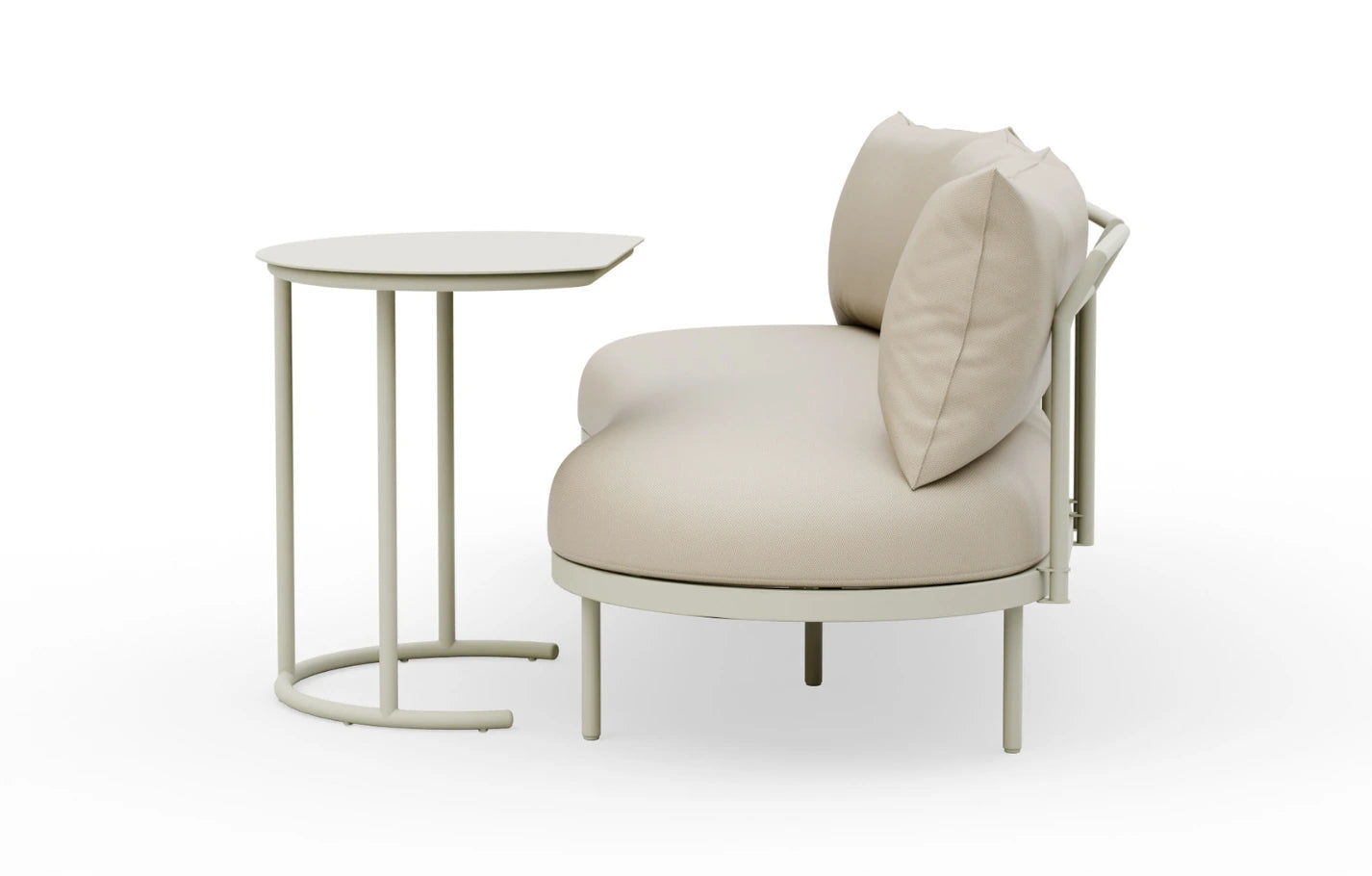 Kiki Beige 3-Seater Curved Garden Sofa and Coffee Table