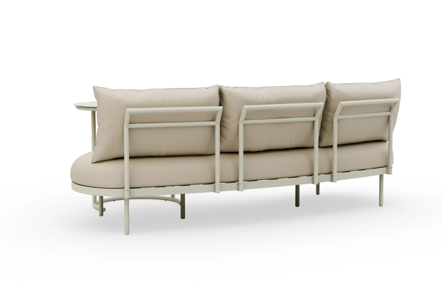 Kiki Beige 3-Seater Curved Garden Sofa and Coffee Table