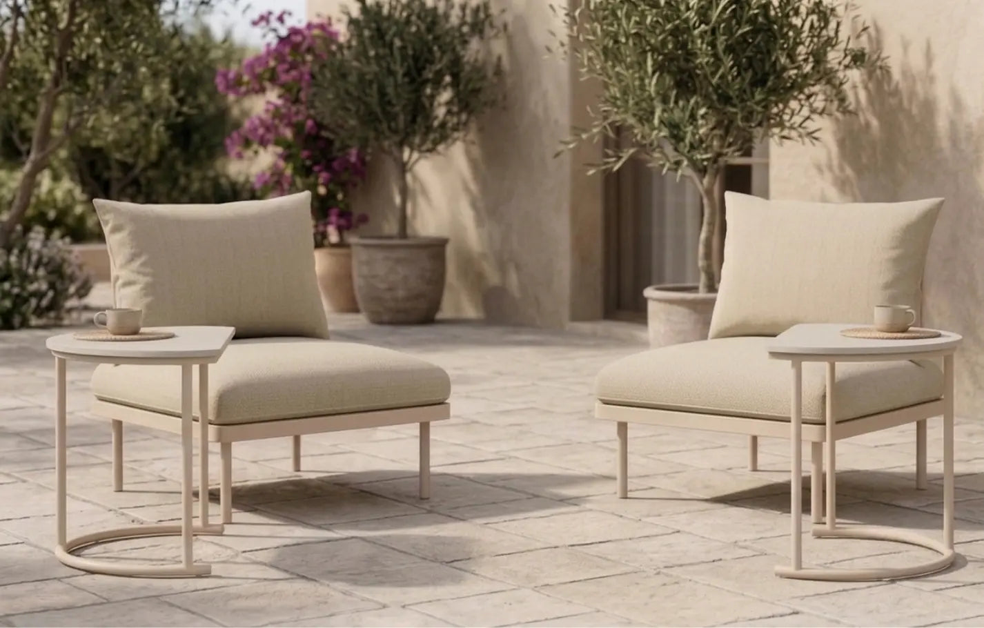 Kiki Beige Metal Garden 2 Seater Bistro Set