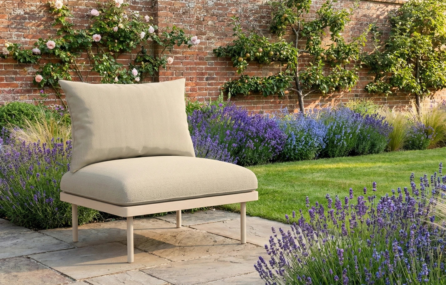 Kiki Beige Garden Armless Chair