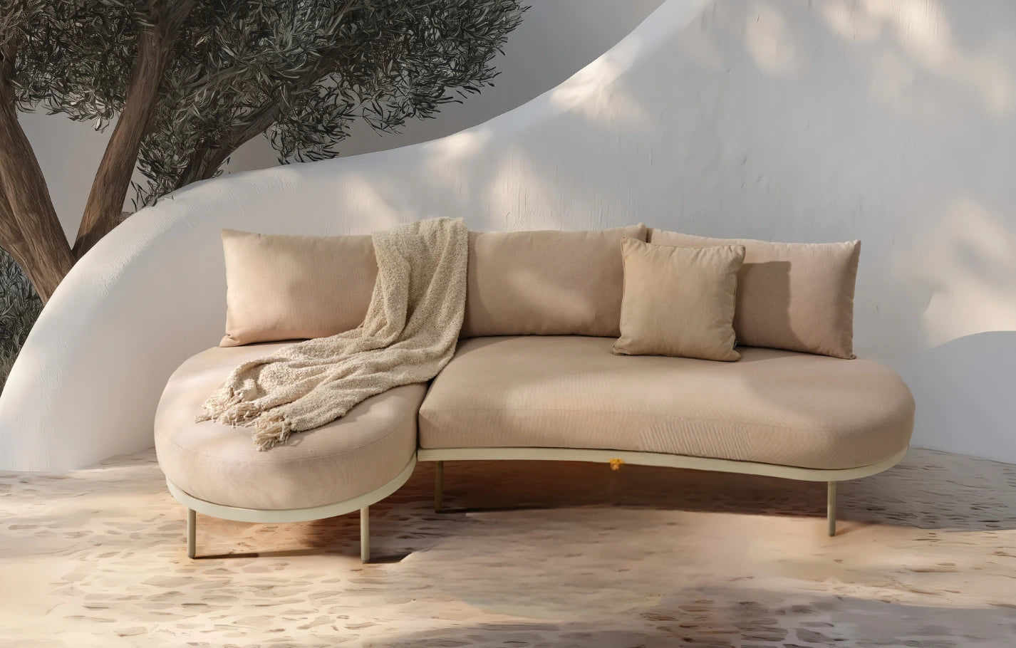 Kiki 3 Seater Outdoor Chaise Sofa Olefin Cushions & Aluminium Frame