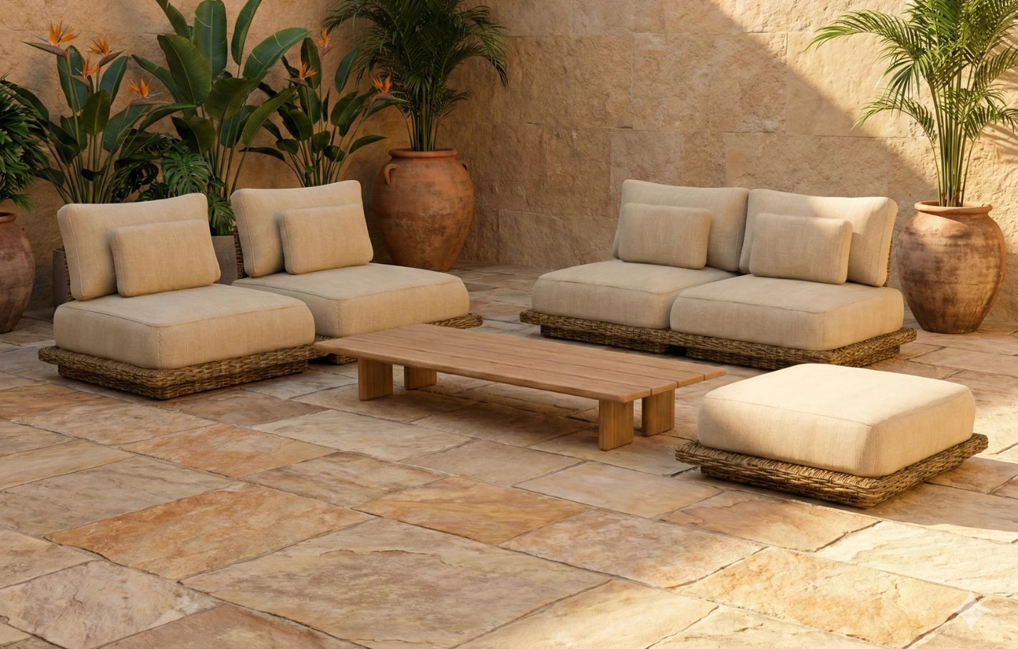 Lark 5 Seater Rattan Sofa Armchair Garden Set