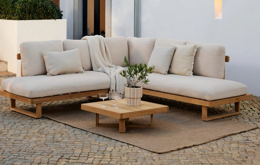Malai 5 Seater Luxury Beige Teak Corner Garden Set
