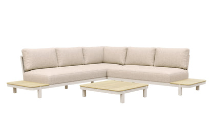 Mira 5 Seater Aluminium Teak Corner Garden Lounge Set - MINT Outdoor