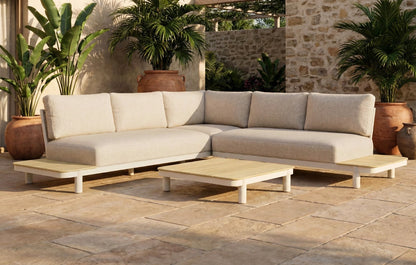 Mira 5 Seater Aluminium Teak Corner Garden Lounge Set - MINT Outdoor