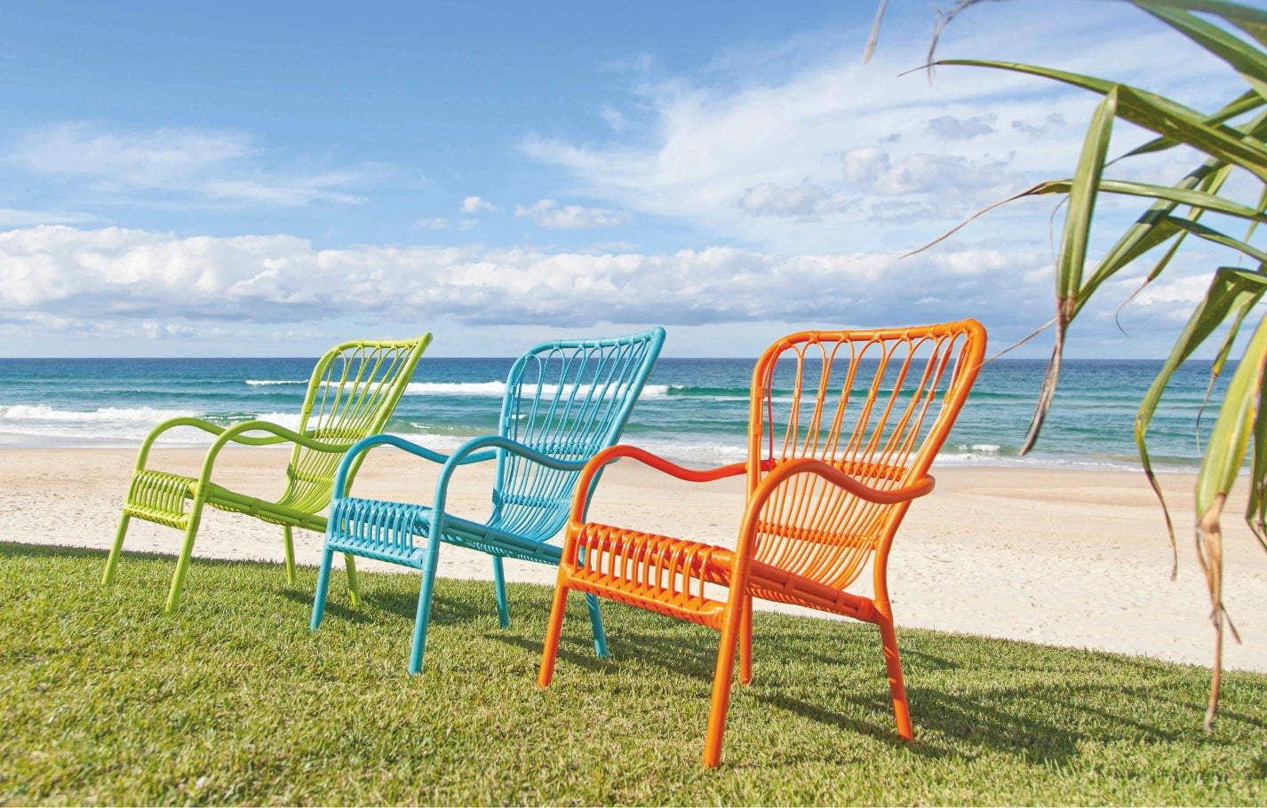 New England Adironack Woven Blue Green Orange Garden Chair