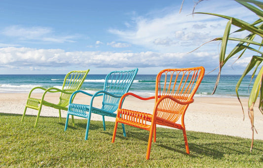 New England Adironack Woven Blue Green Orange Garden Chair